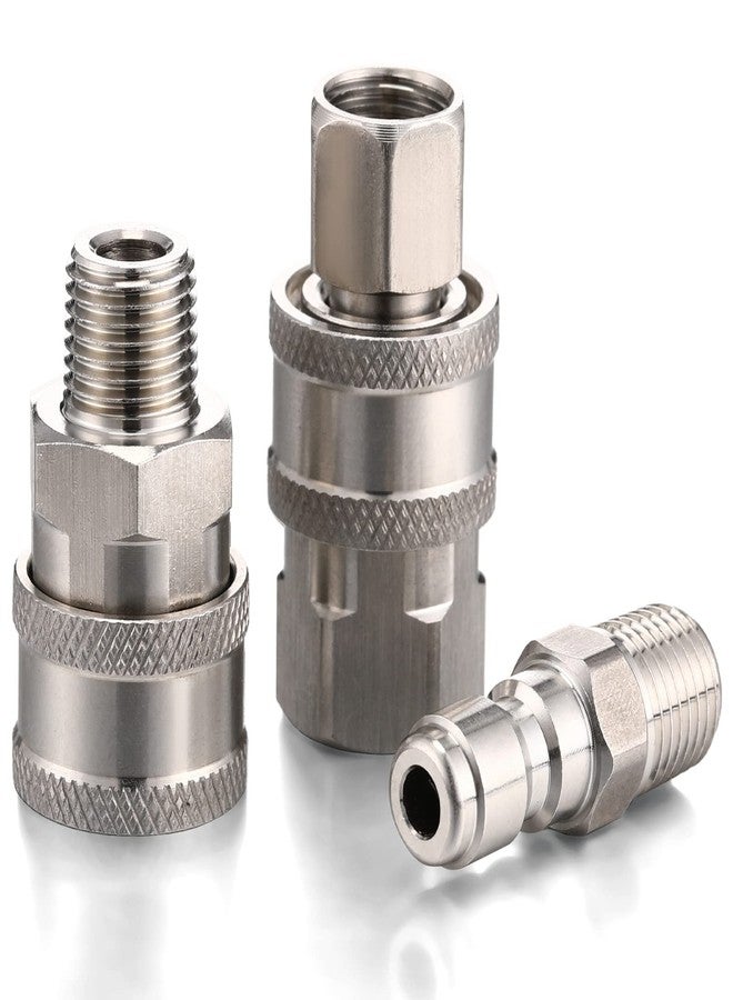Shimeyao 2 Sets NPT 1/4 Inch Pressure Washer Coupler Quick Connect Plug Male Female 1/4 Quick Connect Fittings Pressure Washer Adapters Pressure Washer Accessories (External Internal Thread) - Image 4